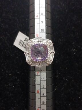Pink Quartz and White Corundum 4.30 ctw Ring in Rhodium Over Sterling Silver